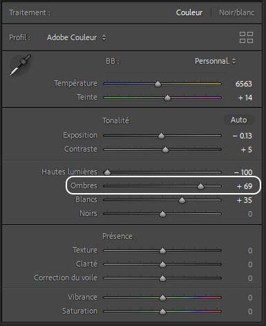 Adobe Lightroom Réglages ombres