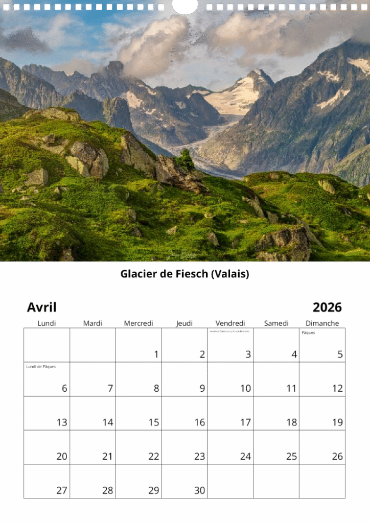 Calendrier 2026 - Avril