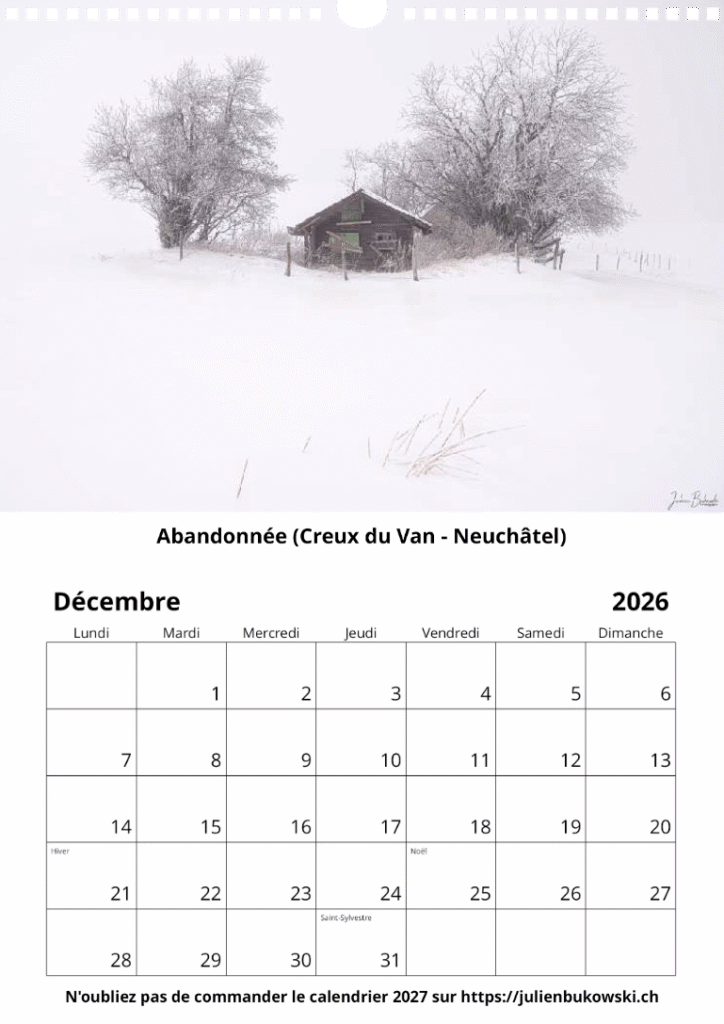 Calendrier 2026 Decembre Calendrier 2026 - Décembre