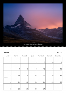 Calendrier 2023 Suisse Mars